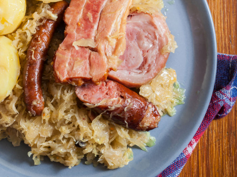 Hearty pork ribs with tangy sauerkraut