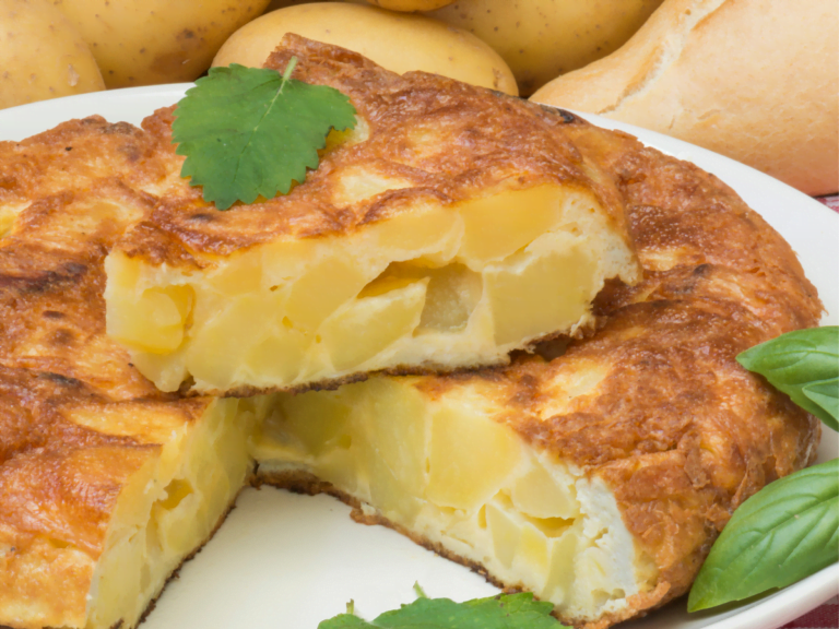 Traditional Spanish Tortilla with eggs, potatoes, and onions