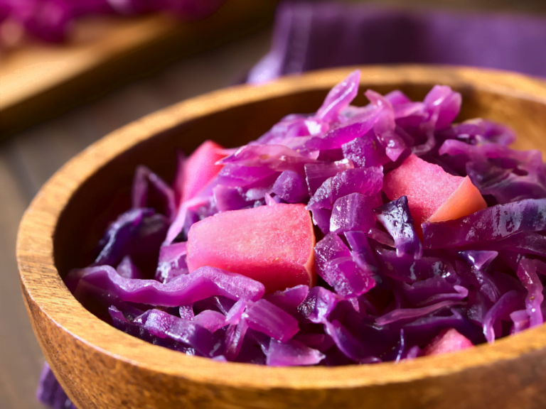 Traditional German purple cabbage (Rotkohl) with apples and spices