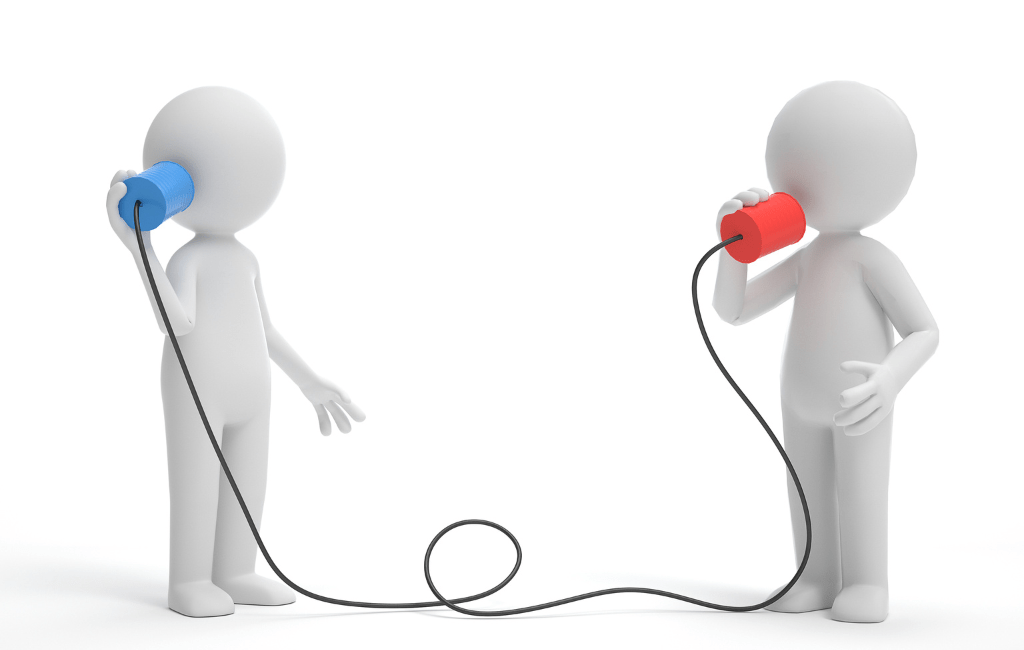 Illustration of two people communicating over the phone, symbolizing cross-continental connection