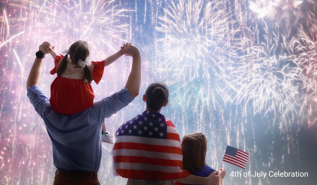 Family watching fireworks during 4th of July Celebration at Wiesbaden Army Base