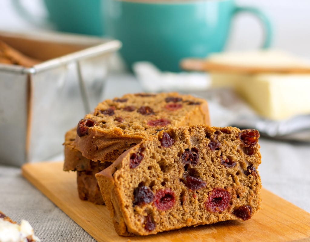 Traditional Irish Barmbrack sweet bread with dried fruits