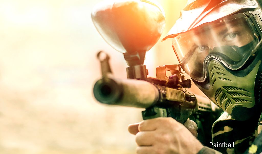 Paintball player in action on the field near Wiesbaden Army Base