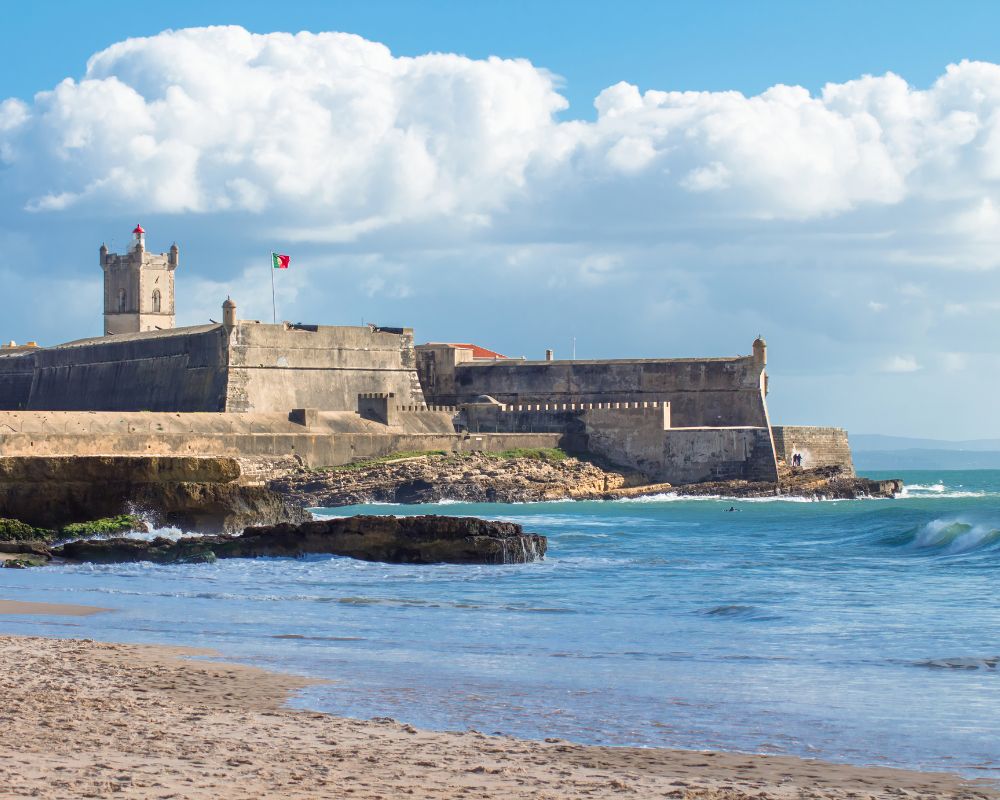 Ruins of Fort of São Julião da Barra by the sea in Carcavelos, Portugal