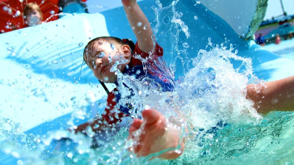 Child on a water slide at Europa-Park