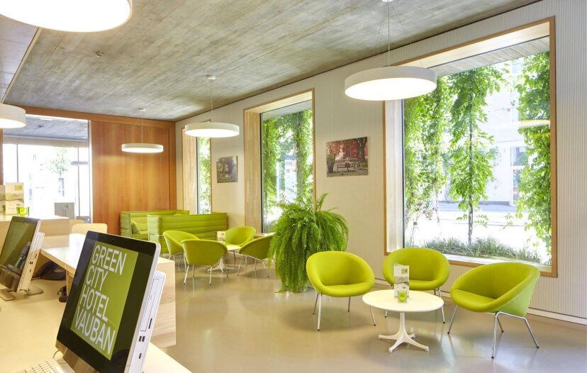 Entrance Lobby of Hotel Vauban with Light Green Chairs