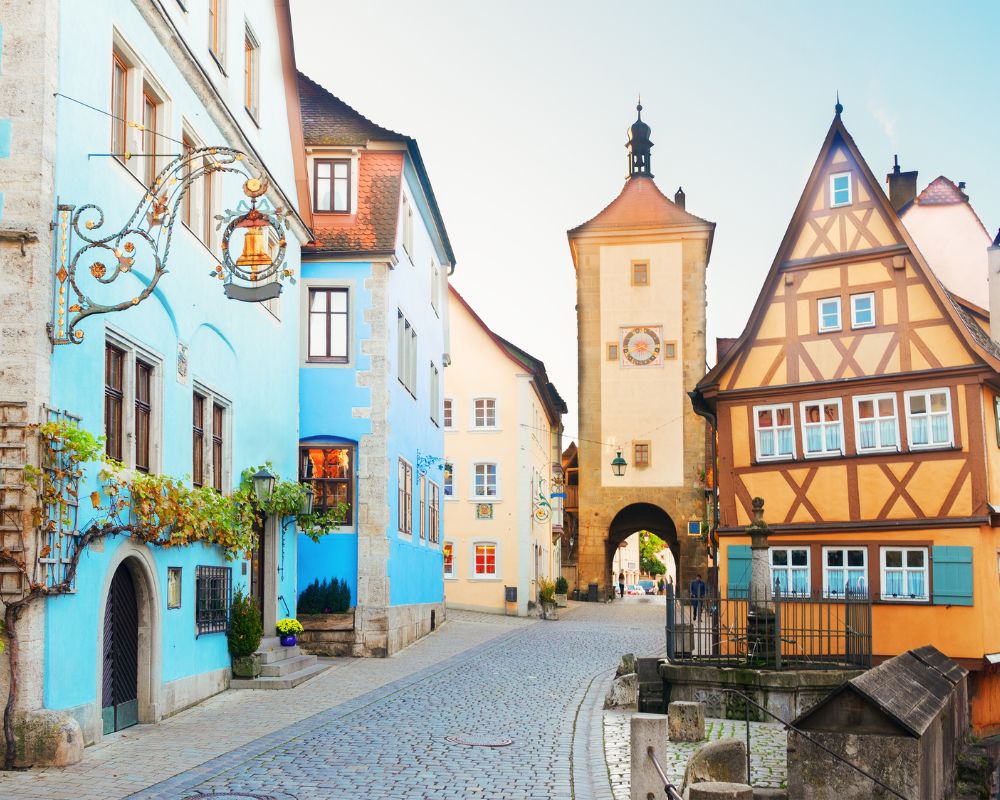 Romantic street in Rothenburg ob der Tauber