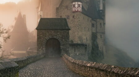 Burg Eltz, a well-preserved medieval castle in Germany, nestled in the hills above the Moselle River